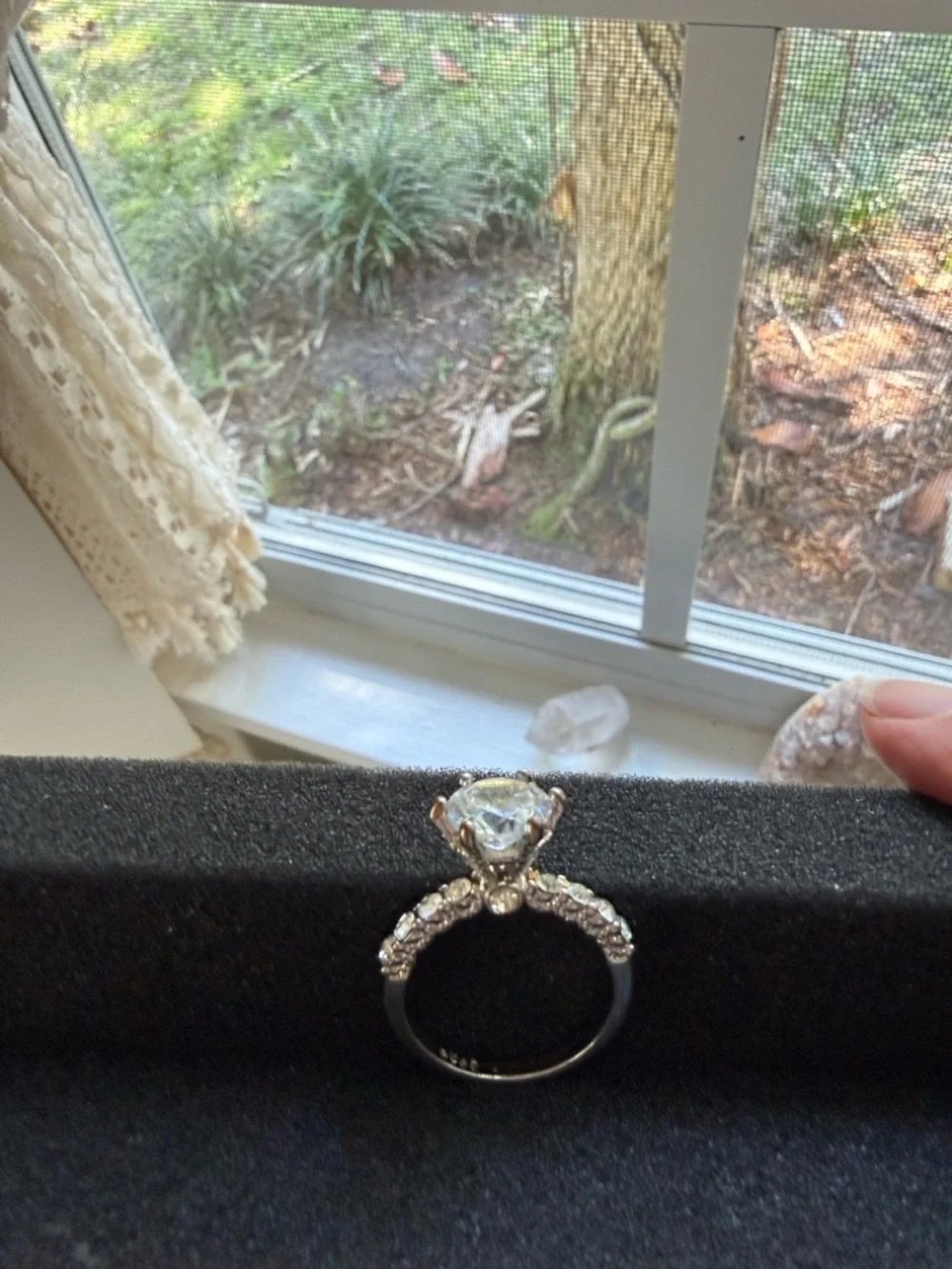 Sterling Silver Cubic Zirconia Solitaire Ring Size 9